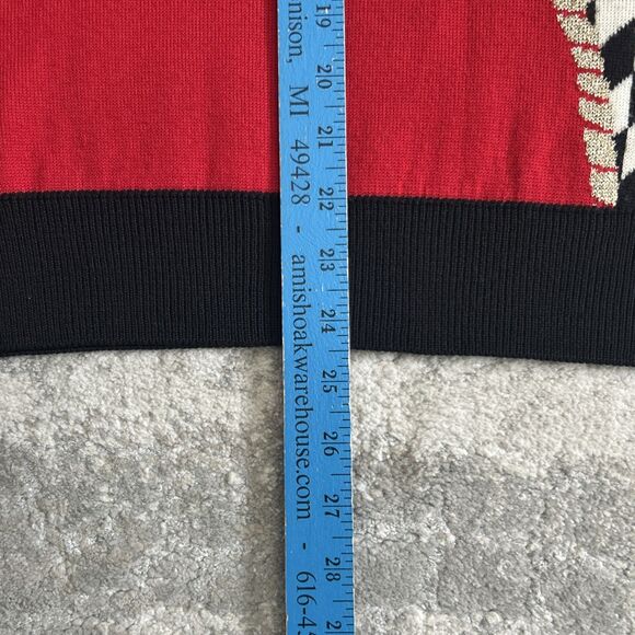 Vintage Jaeger Sweater Womens Medium Embroidered Rope Metallic Black Red - Picture 9 of 9